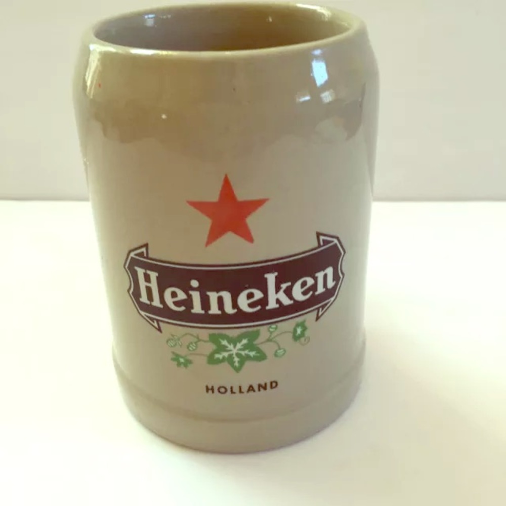 HEINEKEN RED STAR GERZ GERMANY BEER MUG TAUPE
